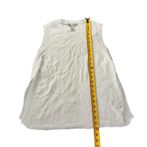 Cotton by Autumn Cashmere White Tank Top Tee Sleeveless Crew Neck Knit Sequins M - Picture 3 of 8